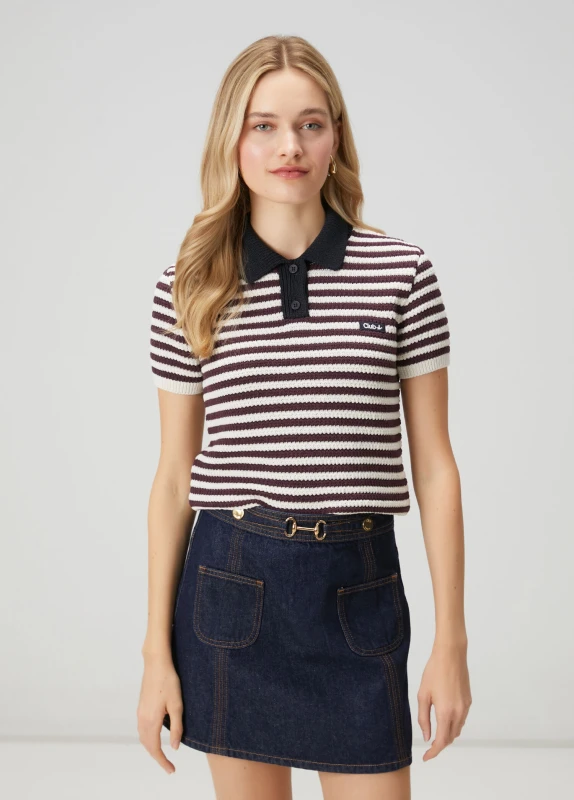 Beymen Bordo Beyaz Çizgili Polo Kazak