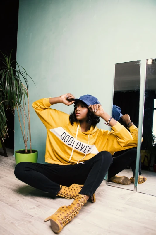 Mashion Sarı Baskılı Hoodie