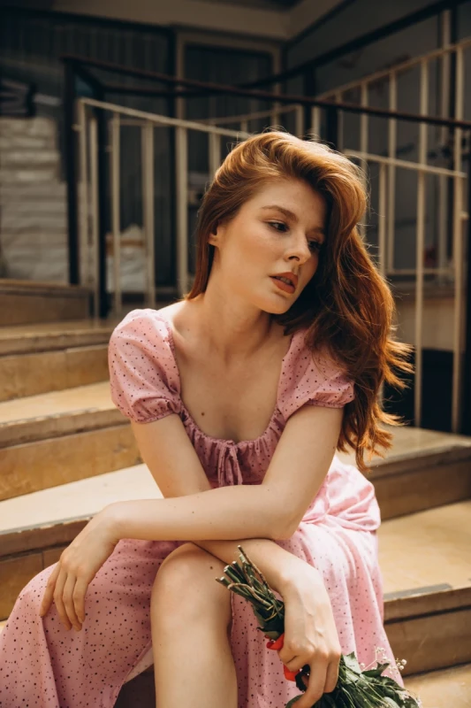 Vintage Rose Desenli Elbise