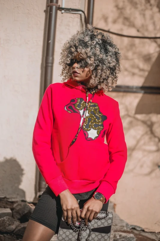 OXO Baskılı Kırmızı Hoodie